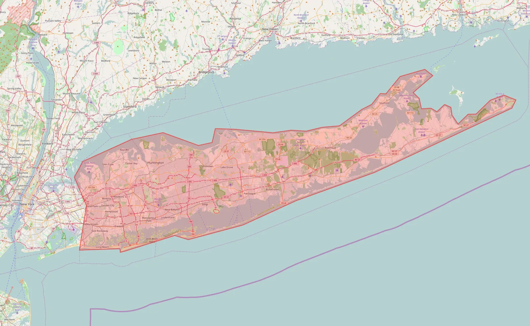 Long Island service area map
